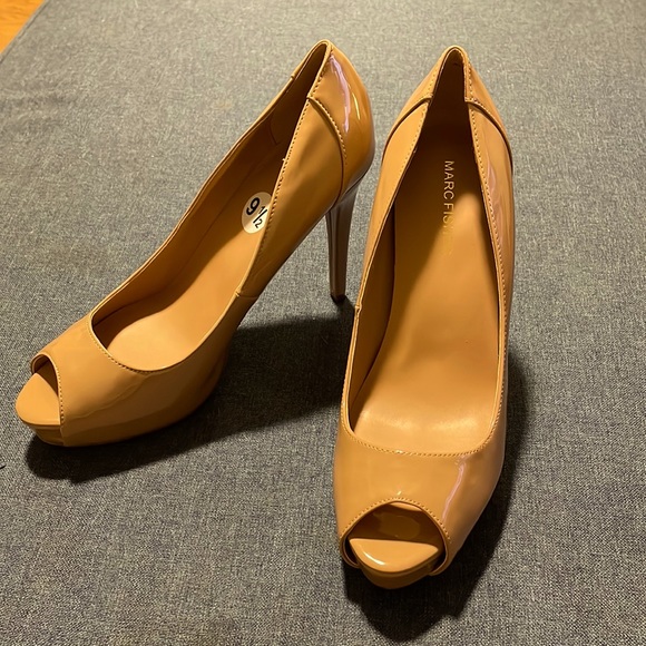 Marc Fisher Women's Nillie Pump - Nude, Square Toe, 2.17" Block Heel, Size 8